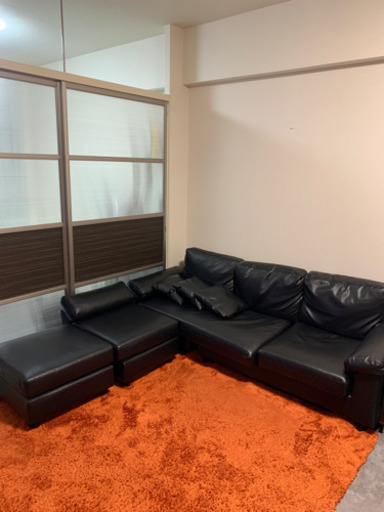 ソファ取りに来てくださる方★ゆったり3人掛けL字ソファです