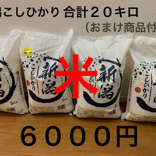 新潟こしひかり　5キロ✖️4袋　合計20キロ　おまけ食品付き