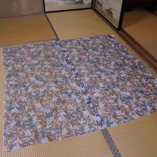 布・生地(未使用)青系(白色花柄&ヒョウ柄)　[No.17]の画像
