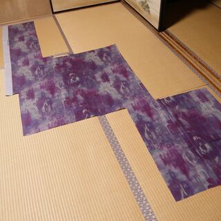 布・生地(はぎれ)灰色と紫色のマーブル柄　[No.36]の画像