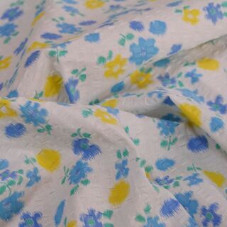 布・生地(未使用)　水色、青色、黄色の花柄　[No.48]の画像