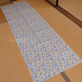 布・生地(未使用)　水色、青色、黄色の花柄　[No.48]の画像