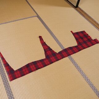 布・生地(はぎれ)赤系チェック柄　[No.58]の画像