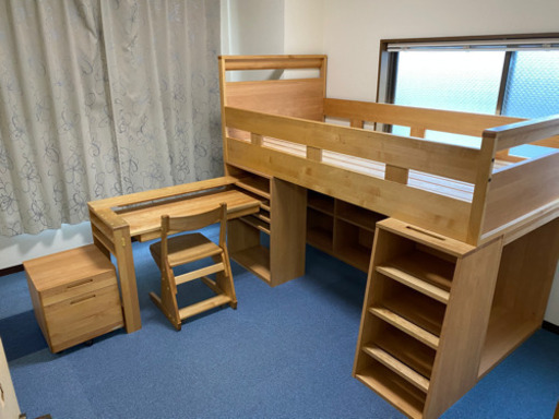 システムベッド学習机　堀田木工所製　国産　美品　６年使用