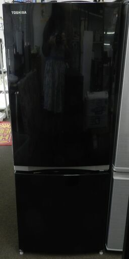 【配送・設置無料】★美品★東芝 TOSHIBA【 2ドア 153L 右開き 冷凍冷蔵庫 】GR-M15BS(K)