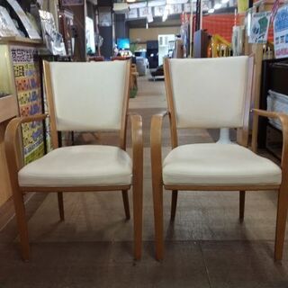 カリモク　肘付食堂椅子2脚SET　合皮　 CT7300G485 ...