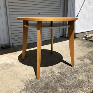 美品 ダイニング3点セット 円卓 丸テーブル 2人掛け ダイニングテーブル＆ダイニングチェア ナチュラル Cの画像