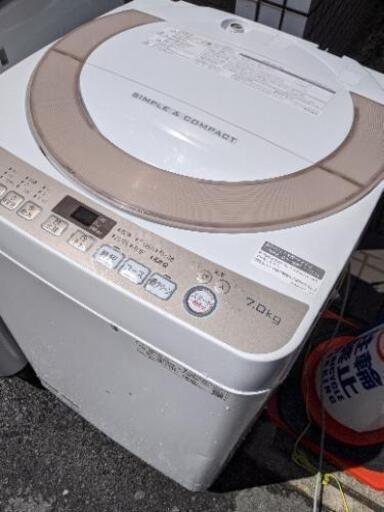 【売約済み】シャープ　SHARP　洗濯機　高年式　簡易乾燥　穴なし槽　7kg 　２０１９年製　ES-KS70　大容量　ファミリーサイズ　防カビ　防臭　エコ　節水