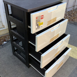 中古　アイリスオオヤマ　ウッドトップチェスト　白黒の画像