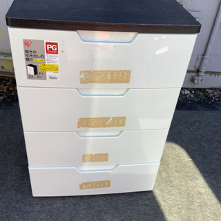 中古　アイリスオオヤマ　ウッドトップチェスト　白黒の画像