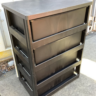 中古　アイリスオオヤマ　ウッドトップチェスト　白黒の画像