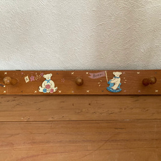 カントリー　テディーベアー　木製ウォールハンガー　壁掛けハンガー