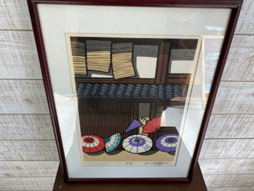 【愛品館江戸川店】西嶋勝之　雨晴　木版画　サインあり 問い合わせ番号112-043218-007