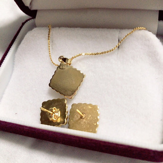 骨董/ヴィンテージ＊陶器ネックレス&ピアスセットの画像