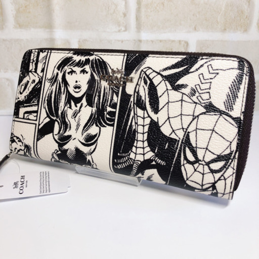 新品 COACH コーチ 長財布 ディズニー マーベル スパイダーマン