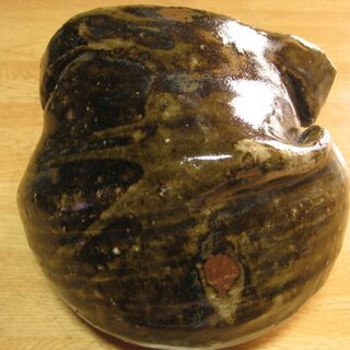 珍品　ひろ窯　藤井敬介・作　習作・飴釉大髑髏像の画像