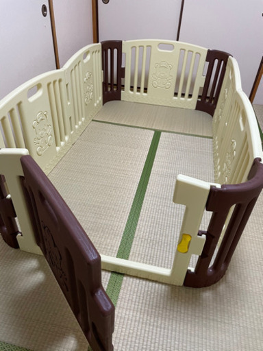 【値下げ】ベビーサークル ハイタイプ  ベビーベアゾーン【ベージュブラウン】 BABY BEAR ZONEパネル6枚set 扉付き