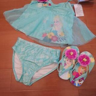 アナと雪の女王　水着(120)とサンダル(7/8)のセットの画像