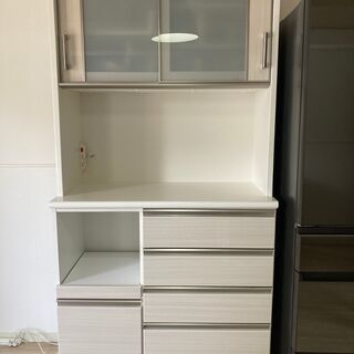 ホワイト 引き出し式食器棚 ニトリ ニトリ（NITORI） 幅150cm 食器棚(レジューム 150TG-S WH/150TL-R WH