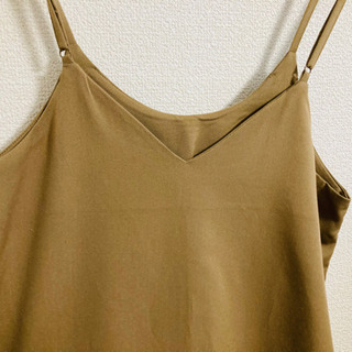 レディース キャメル キャミワンピ ワンピース 調整可能 茶色の画像