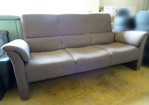 配達対応 ◆ ソファ 3人掛け メーカー不明 ブラウン系 布製 ■家具 インテリア 中古