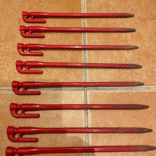 エリッゼステーク 最強28cm レッド粉体塗装 8本セット 日本製ペグの画像