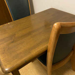 【椅子2脚付き】天然木ダイニングテーブルセット
