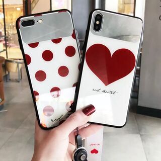 韓国かわいい💛大きなハートorドットのiPhoneケース（ストラ...