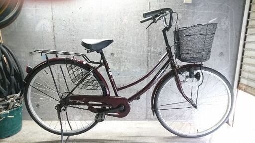 自転車中古 STARTer カゴリアキャリア付き 鍵新品 タイヤ26インチ カラーワインレッド