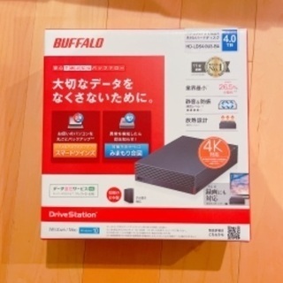 新品 HD-LDS4.0U3-BA バッファロー USB3.1 Gen1 3.0対応 外付けハードディスク 4TBブラック HD-LDS-Aシリーズ 4K対応 外付けHDD コンパクトの画像