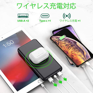 F44 モバイルバッテリー ワイヤレス充電対応 大容量の画像