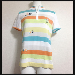 ꒰Munsingwear꒱虹色 レインボー マルチカラーハーフジップ カットソーの画像