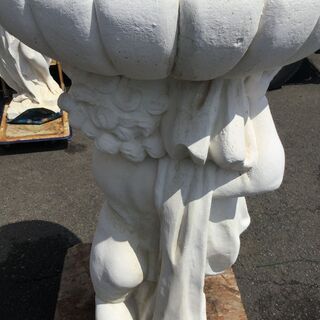 [高級]フラワースタンド 花台 高台 飾台 ガーデニング 天使 人物 石像 子供 庭 玄関の画像
