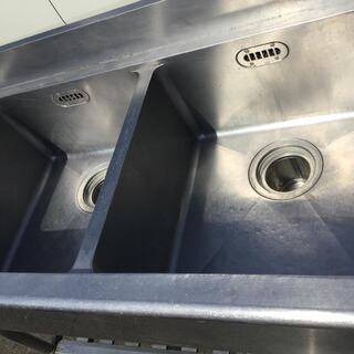 業務用 ステンレス 2槽シンク 流し台 厨房 キッチン バックガードの画像