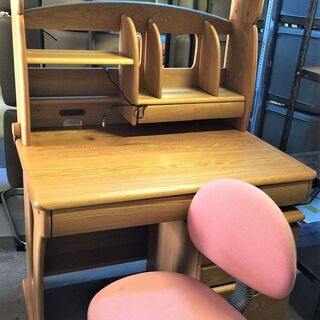 〇学習机＆椅子 テーブル イス 家具 勉強机  棚付き 収納机 ...