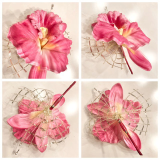 【ネット決済・配送】#9 新品未使用　美品　ハンドメイド　手作り　コサージュ　花　フォーマル　ブローチ　カメリア　上品　パーティー　衣装 Handmade formal corsage broach flower event cattleya luxurious costume partyの画像
