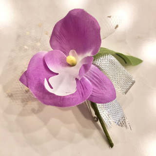 【ネット決済・配送】#11 新品未使用　ハンドメイド　コサージュ　花　フォーマル　ブローチ　蘭　らん　手作りの画像