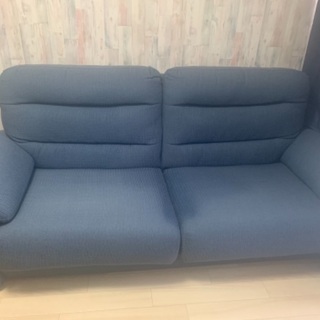 【引き取りのみ】【値下げ可！】ニトリ 3人掛けソファ ダークブルー 布張り NポケットA2 3P クッション付き 応接室 役員室 ロビー 