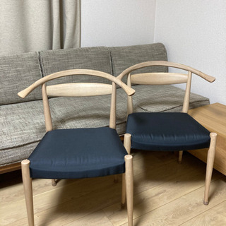 日進木工 ホワイトウッドチェア2脚
