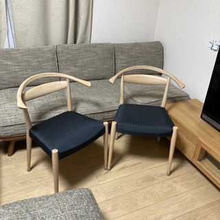 日進木工 ホワイトウッドチェア2脚