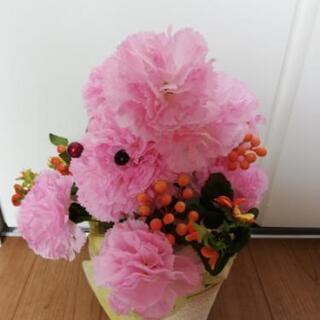 お値下げ致しました！造花ブーケ☆犬 フラワーアレンジメントの画像