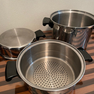 【美品】ステンレス鍋4lシチューパンセット：amwey アムウェイクイーンクックの画像