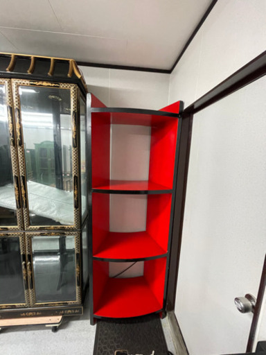 アンティーク家具　棚　赤