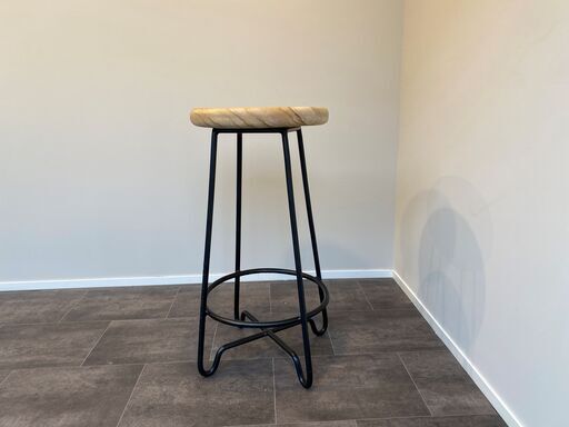 ④東谷 スツール TTF-905B カウンターチェア ナチュラル×黒 ハイスツール イス 椅子 中古品