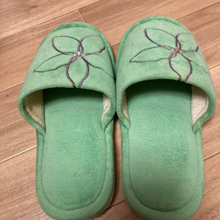 エメラルドグリーンのスリッパ・トイレットペーパーホルダーセットの画像