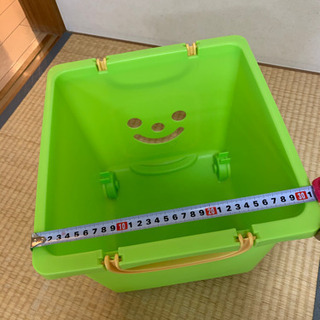 お値下げ！グリーンのボックスお顔★オモチャ箱★収納ケース★プラケースの画像