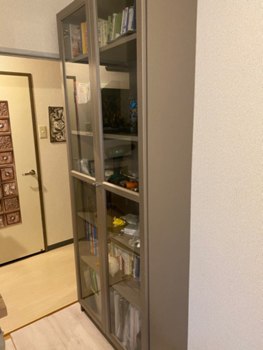 IKEA Billy ビリー　本棚　ガラス扉　グレー　シャビー 中古　収納棚 シェルフ薄型箕面市の家具