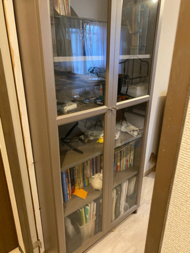 IKEA Billy ビリー　本棚　ガラス扉　グレー　シャビー 中古　収納棚 シェルフ薄型