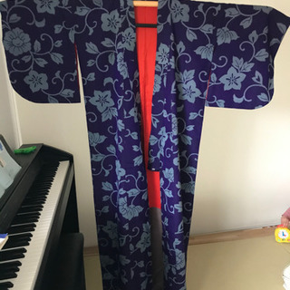 紫色　花柄　着物