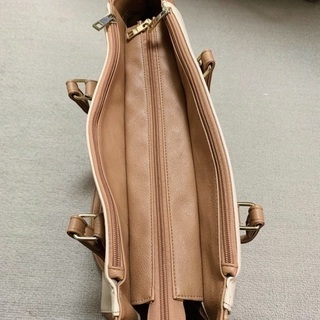 トートバッグ　ベージュ×ライトブラウンの画像